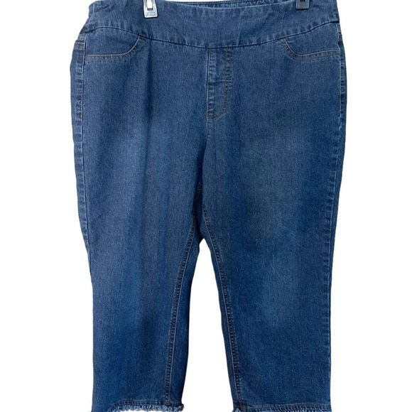Soft Surroundings Crop Pull On Midnight Metro Crop Denim Pants Jeans Size:PL - Picture 1 of 14